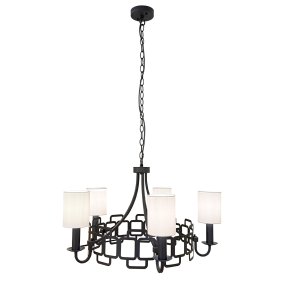 Sabina Ø72 Noir De Elstead Lighting - Sa structure en acier noir est orn&eacute;e d'un motif g&eacute;om&eacute;trique, lui conf&eacute;rant une allure moderne et distinctive.