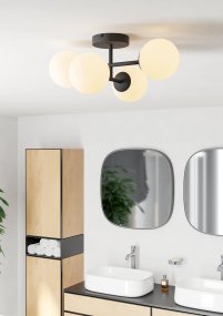 Castrivido 48cm Noir lampe de salle de bain De Eglo - Castrovido est un plafonnier &eacute;l&eacute;gant et fonctionnel qui s'int&egrave;gre parfaitement aux salles de bains modernes.