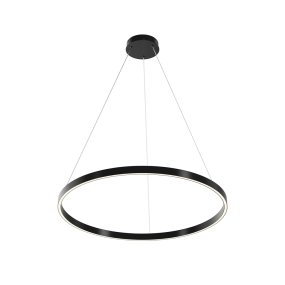 Rim Ø80 Noir suspension De Maytoni - La bande LED int&eacute;gr&eacute;e diffuse la lumi&egrave;re vers le bas et tout autour, ce qui en fait un luminaire id&eacute;al au-dessus de la table &agrave; manger ou comme luminaire &eacute;l&eacute;gant dans le salon.