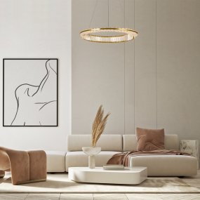 Krone Ø62 Laiton suspension De Maytoni - La disposition asym&eacute;trique du d&eacute;cor en verre cr&eacute;e de magnifiques jeux d'ombres et de lumi&egrave;re qui conf&egrave;rent &agrave; la lumi&egrave;re une expression unique.