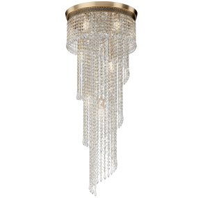 Cascade Ø42 Or cristal De Maytoni - Les prismes d&eacute;coratifs sont suspendus sur plusieurs niveaux et renferment les sources lumineuses, cr&eacute;ant un jeu de lumi&egrave;re rayonnant et une atmosph&egrave;re exclusive.
