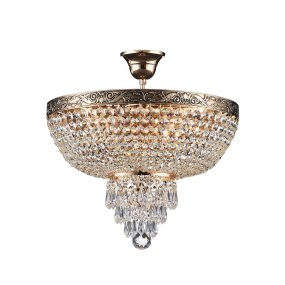 Palace Ø40 Or antique cristal De Maytoni - Les prismes scintillants refl&egrave;tent la lumi&egrave;re et cr&eacute;ent un jeu de lumi&egrave;re rayonnant qui conf&egrave;re &agrave; la pi&egrave;ce une atmosph&egrave;re luxueuse.