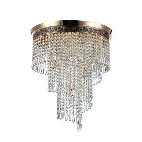 Cascade Ø42 Or cristal De Maytoni - Les prismes d&eacute;coratifs sont suspendus sur plusieurs niveaux et renferment les sources lumineuses, cr&eacute;ant un jeu de lumi&egrave;re rayonnant et une atmosph&egrave;re exclusive.