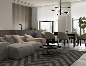 Mollis 125cm Noir suspension De Maytoni - Fabriqué en métal noir avec des dômes aux contours doux et des sources de lumière cachées sous un diffuseur en acrylique qui fournit une lumière subtile et agréable.