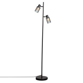 Kiera 2 Noir/Fumé lampadaire De Cottex - Les abat-jour en forme de croix sont orientables pour diriger la lumi&egrave;re et cr&eacute;er une ambiance particuli&egrave;re dans la pi&egrave;ce.