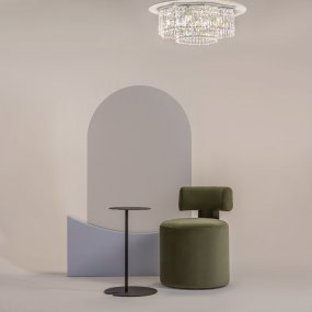 Dune Ø60 Chrome cristal De Maytoni - Les prismes &eacute;tincelants capturent la lumi&egrave;re et cr&eacute;ent une atmosph&egrave;re luxueuse dans la pi&egrave;ce.