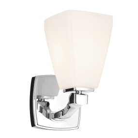 Marant 24cm Chrome De Elstead Lighting - Marant peut &ecirc;tre install&eacute;e avec l'abat-jour en verre orient&eacute; vers le haut ou vers le bas, offrant ainsi une grande flexibilit&eacute; et la rendant parfaite, par exemple, au-dessus d'un miroir de salle de bain.
