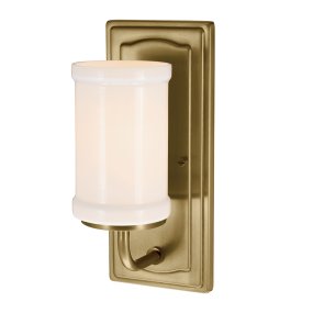 Vetivene 30cm Laiton De Elstead Lighting - Vetivene peut &ecirc;tre install&eacute;e avec le verre orient&eacute; vers le haut ou vers le bas, offrant ainsi une grande flexibilit&eacute; et la rendant id&eacute;ale, par exemple, pour les miroirs de salle de bain.