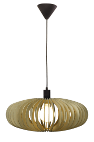 Arcos Ø50 Bois suspension De Aneta Lighting - L'élégant plafonnier Arcos est composé de lattes de contreplaqué de forme légèrement arrondie, qui créent un magnifique jeu d'ombre et de lumière.