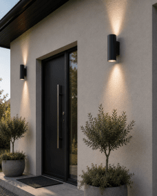 Oden Duo Anthracite lampe d’extérieur De Lampan - Lampan lyser fint b&aring;de upp och ner p&aring; v&auml;ggen.