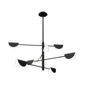 Mollis 125cm Noir suspension De Maytoni - Fabriqué en métal noir avec des dômes aux contours doux et des sources de lumière cachées sous un diffuseur en acrylique qui fournit une lumière subtile et agréable.