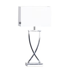 Omega 52cm Blanc lampe de table De By Rydéns - La longueur du câble de la lampe de table Omega est de 200 centimètres et l'interrupteur d'alimentation est allumé.