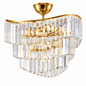 Ascot Ø46 Laiton/transparent cristal De Lampan - Gr&acirc;ce &agrave; sa faible hauteur sous plafond, Ascot est id&eacute;al pour les pi&egrave;ces &agrave; plafond bas, o&ugrave; il devient un point focal d&eacute;coratif tout en cr&eacute;ant une atmosph&egrave;re chaleureuse et accueillante.