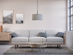Soft Ø40 Laine grise De Belid - Soft est une suspension en tissu de laine de Pagunette qui possède des propriétés ignifuges et absorbantes acoustiques.