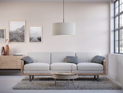 Soft Ø57 Laine blanche suspension De Belid - Soft est une suspension en tissu de laine de Pagunette qui possède des propriétés ignifuges et absorbantes acoustiques.