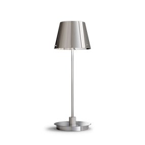 Gil il Grande 37cm Chrome lampe de table De Herstal - Sa surface réfléchissante lui confère une allure exclusive et en fait un élément décoratif de choix dans toute pièce.