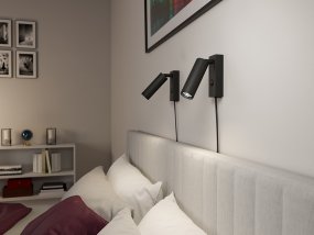 Pipeline Noir mat lampe de lecture De Herstal - Avec une hauteur de seulement 12,5 cm et une distance de 15,6 cm du mur, cette élégante lampe offre l'éclairage directionnel parfait pour lire ou pour créer une atmosphère chaleureuse.
