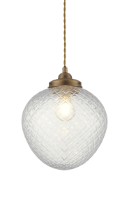Gatsby Ø25 Laiton antique De Aneta Lighting - La suspension Gatsby séduit par son design classique et élégant, rehaussé de détails en laiton vieilli et d'un abat-jour décoratif en verre noirci transparent.