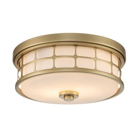 Guardian Ø35 Laiton lampe de salle de bain De Elstead Lighting - La finition en laiton et le cadre géométrique confèrent à la lampe un aspect élégant, tandis que le verre opale crée une lumière agréable et douce.