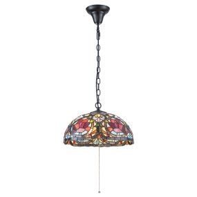 Larissa Ø38 Multicolore De Elstead Lighting - Larissa est une suspension d&eacute;corative de style Tiffany classique, fabriqu&eacute;e en acier avec une magnifique finition bronze vieilli.