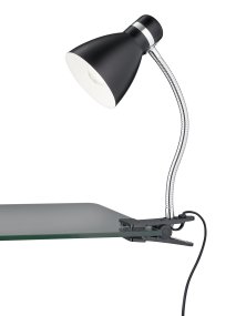 Harvey Noir lampe à pince De Trio Lighting - La conception puriste de la lampe garantit également une direction de la lumière flexible et précise.