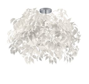 Leavy Ø70 Blanc plafonnier De Trio Lighting - Les feuilles en plastique blanc créent une lumière douce et diffuse qui crée une atmosphère chaleureuse et accueillante dans la pièce.
