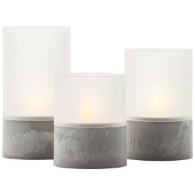 Bougie Pack De 3 Gris/blanc De Brilliant - Ce lot comprend des lampes de 10 cm, 12,5 cm et 15 cm de hauteur, toutes d'un diam&egrave;tre de 8 cm, id&eacute;ales pour une table, une &eacute;tag&egrave;re ou un rebord de fen&ecirc;tre.