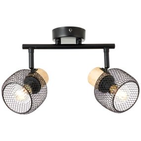Giada 2 Noir spot De Brilliant - Ce luminaire peut être fixé au plafond ou au mur et dispose de têtes d'éclairage orientables qui vous permettent d'orienter la lumière là où vous le souhaitez, pour mettre en valeur des détails ou éclairer une pièce entière.