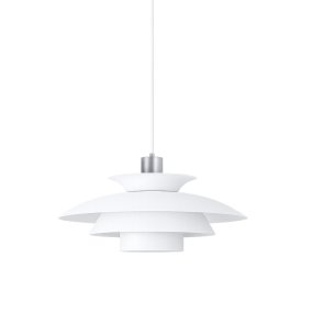 Stealth 2 Ø50 Blanc suspension De Nordic Lighting - Fabriqu&eacute;e en m&eacute;tal blanc rehauss&eacute; de d&eacute;tails argent&eacute;s, elle d&eacute;gage &eacute;l&eacute;gance et harmonie.