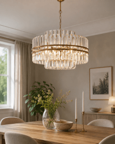 Exeter Ø56 Laiton antique cristal De Lampan - Fabriqu&eacute;e en m&eacute;tal avec une magnifique finition or vieilli, elle cr&eacute;e une ambiance chaleureuse et sophistiqu&eacute;e.