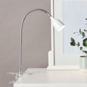 Anthony Blanc lampe à pince De Brilliant - La lampe &agrave; pince Anthony est une solution d&#39;&eacute;clairage pratique et flexible, id&eacute;ale pour les espaces restreints, comme les bords de table ou les &eacute;tag&egrave;res.