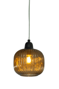 Elin Ø15 Brun lampe de fenêtre De Aneta Lighting - L'applique murale Elin impressionne par son design &eacute;l&eacute;gant en m&eacute;tal noir et son abat-jour d&eacute;coratif en verre brun stri&eacute;, qui diffuse une lumi&egrave;re douce et agr&eacute;able.