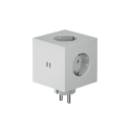 Square 2 Socket extender with 30W Dual USBC Gris De Avolt - Rallonge de prise d'Avolt au design élégant avec un cube en plastique recyclé et une plaque magnétique sur le fond pour l'accrocher au mur.