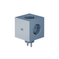 Square 2 Socket extender with 30W Dual USBC Bleu De Avolt - Rallonge de prise d'Avolt au design élégant avec un cube en plastique recyclé et une plaque magnétique sur le fond pour l'accrocher au mur.