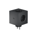 Square 2 Socket extender with 30W Dual USBC Noir De Avolt - Rallonge de prise d'Avolt au design élégant avec un cube en plastique recyclé et une plaque magnétique sur le fond pour l'accrocher au mur.