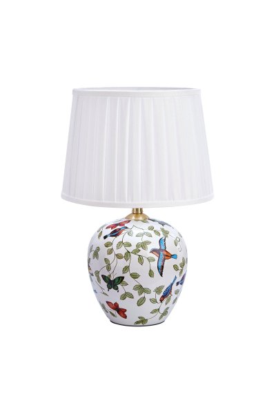Mansion 48cm Multicolore lampe de table De Markslöjd - Cette charmante lampe de table avec sa base peinte à la main décorée de fleurs et de papillons ajoutera une touche romantique et classique à votre intérieur.