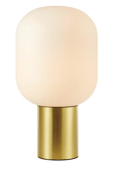 Brooklyn 44cm Laiton brossé lampe de table De Markslöjd - Dans cette version avec verre opale et laiton bross&eacute;, la lampe de table diffuse une belle lumi&egrave;re et prend beaucoup de place dans la pi&egrave;ce.