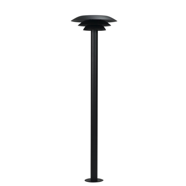 DL25 Noir bornes De Dyberg Larsen - La lampe est en acier inoxydable noir, mesure 90 cm de haut et possède un abat-jour d'un diamètre de 25 cm.