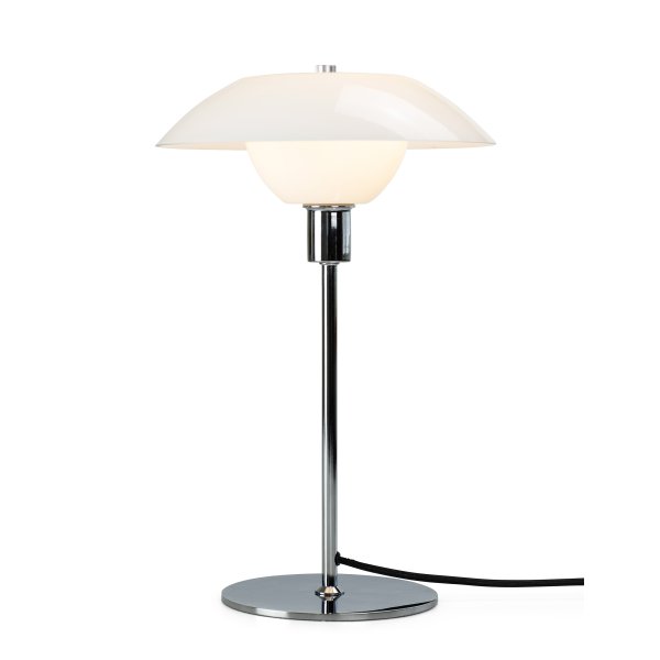 Bergen 38cm Opale lampe de table De Dyberg Larsen - Livré avec un câble textile noir de 1,6 m de long et un interrupteur d'alimentation.