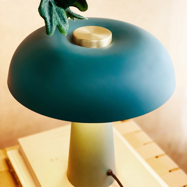 Iris 28cm Vert lampe de table De Dyberg Larsen - Avec sa forme unique et sa combinaison de couleurs et de matériaux de bon goût, il devient un élément élégant dans tous les types d'intérieurs.