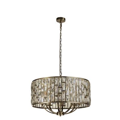 Bijou Ø64 Laiton antique cristal De Searchlight - Il allie le laiton antique classique &agrave; l&#39;&eacute;l&eacute;gance du verre couleur champagne pour un look sophistiqu&eacute; et tendance.