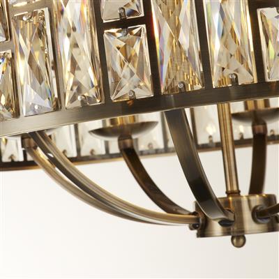 Bijou Ø64 Laiton antique cristal De Searchlight - Il allie le laiton antique classique &agrave; l&#39;&eacute;l&eacute;gance du verre couleur champagne pour un look sophistiqu&eacute; et tendance.