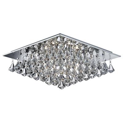 Hanna 44cm Chrome cristal De Searchlight - Hanna en chrome est un magnifique plafonnier en cristal moderne qui se fixe directement au plafond et s'intègre aussi bien dans les chambres, les salons, les salles à manger que les cuisines.