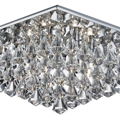 Hanna 44cm Chrome cristal De Searchlight - Hanna en chrome est un magnifique plafonnier en cristal moderne qui se fixe directement au plafond et s'intègre aussi bien dans les chambres, les salons, les salles à manger que les cuisines.
