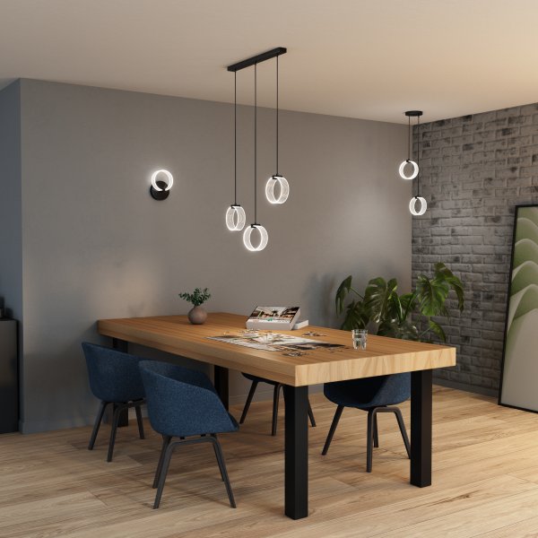  Circle PL 66cm Noir suspension De Osram - Dans la premi&egrave;re &eacute;tape, la lampe brille dans une lumi&egrave;re blanche chaude de 3000K, dans la deuxi&egrave;me &eacute;tape dans une lumi&egrave;re blanche froide de 4200K et dans la troisi&egrave;me &eacute;tape dans 6500K (lumi&egrave;re du jour).
