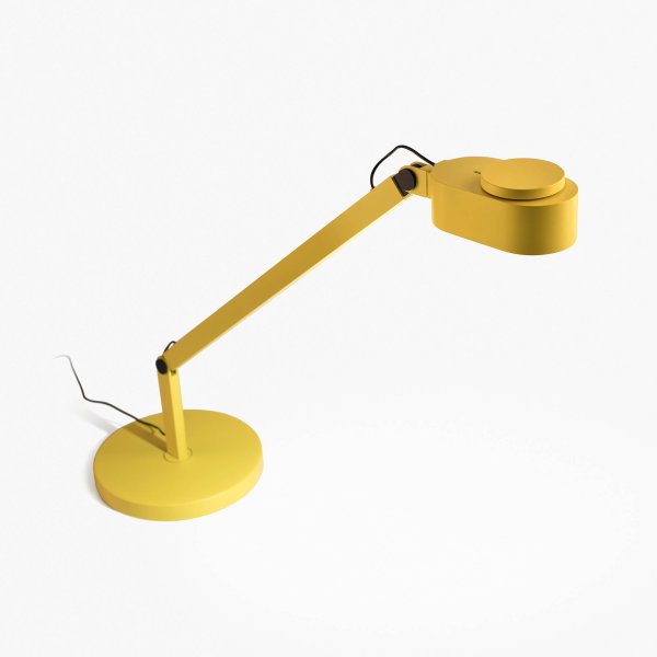 Inviting 86cm Jaune lampe de bureau De Faro Barcelona - La t&ecirc;te de lampe peut &ecirc;tre r&eacute;gl&eacute;e horizontalement et verticalement selon vos souhaits et la luminosit&eacute; et la temp&eacute;rature de couleur sont dimmables.