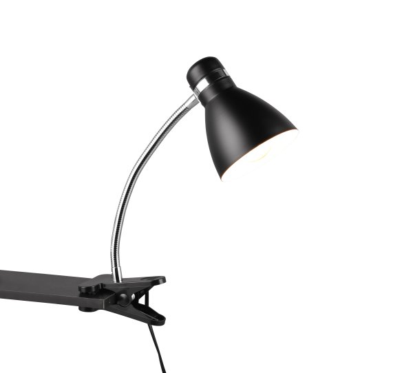 Harvey Noir lampe à pince De Trio Lighting - La conception puriste de la lampe garantit également une direction de la lumière flexible et précise.