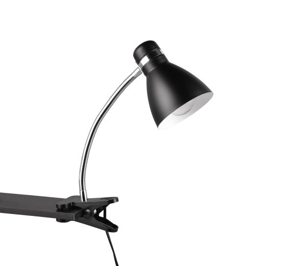 Harvey Noir lampe à pince De Trio Lighting - La conception puriste de la lampe garantit également une direction de la lumière flexible et précise.