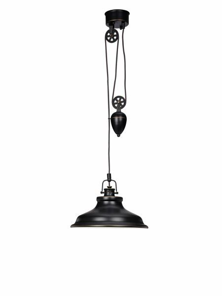 New Haven Ø37 Noir antique suspension De Cottex - Sa construction métallique robuste et sa suspension à chaîne lui confèrent une touche industrielle et sont parfaites pour créer une atmosphère tendance dans la cuisine ou la salle à manger.