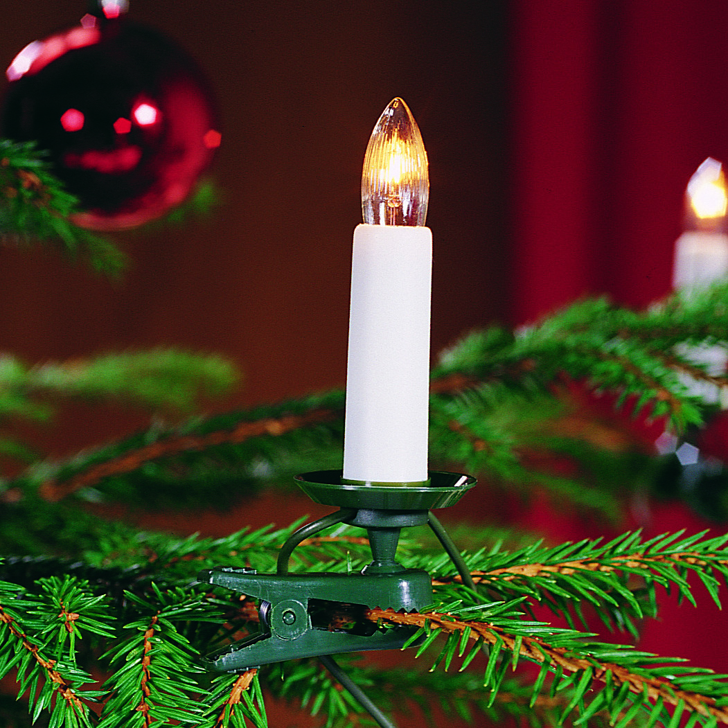 Guirlande lumineuse pour sapin de Noël blanc chaud 25LED 12m Blanc De Konstsmide - Les ampoules sont espac&eacute;es de 50 cm et un c&acirc;ble de connexion de 160 cm est fourni.